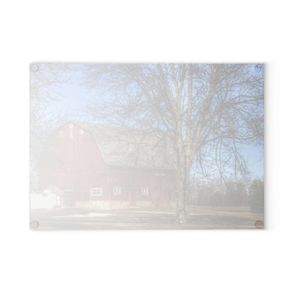 U R There Photography Dixon Road Red Rustic Farmhouse Tempered-Glass Cutting Board