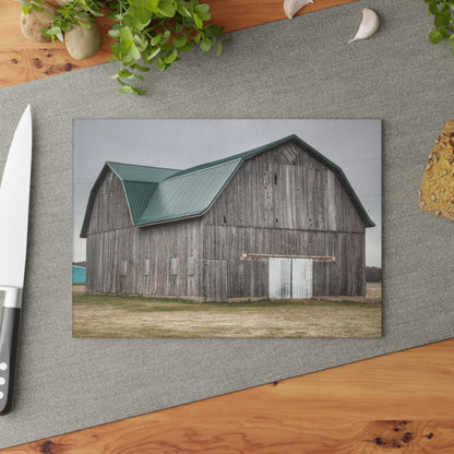 U R There Photography Loomis Road Grey Rustic Farmhouse Tempered-Glass Cutting Board
