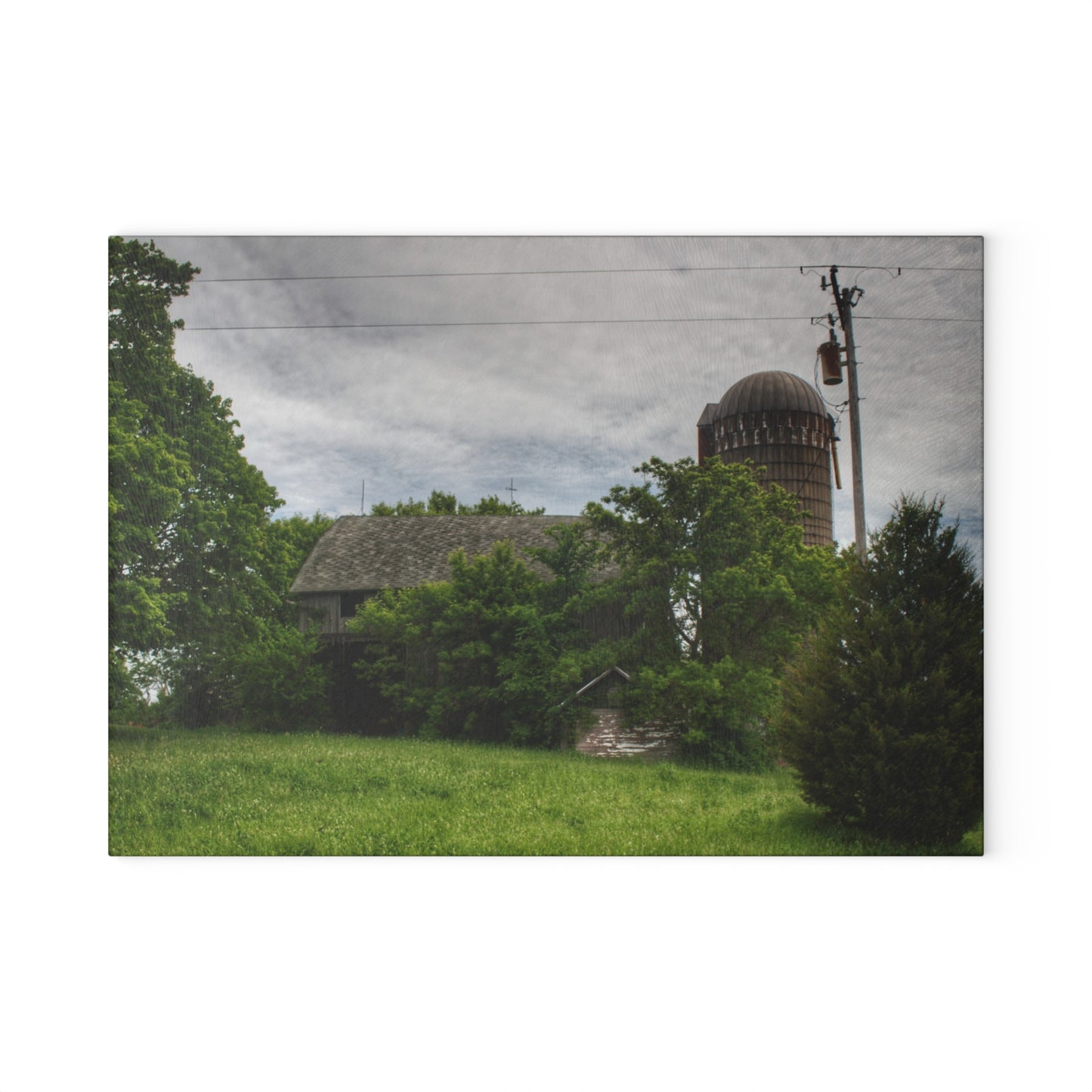 U R There Photography Higgins Road Greys Beyond the Greens Rustic Farmhouse Tempered-Glass Cutting Board