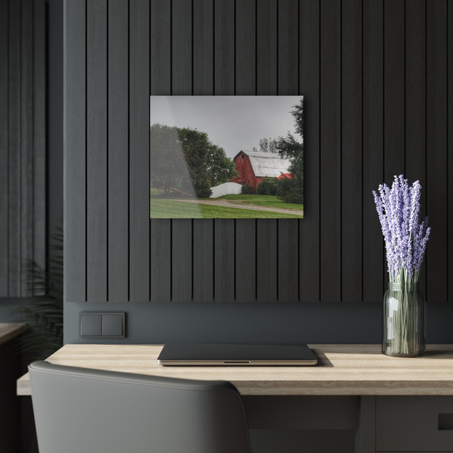 U R There Photography Bronson Lake Hidden Red II Rustic Farmhouse Acrylic Wall Print