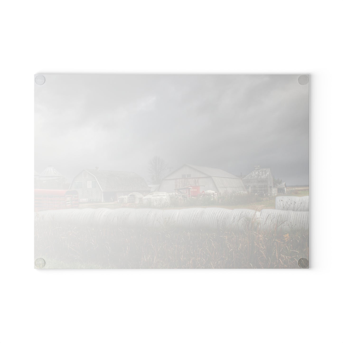 U R There Photography Waterman Road Grey I Rustic Farmhouse Tempered-Glass Cutting Board