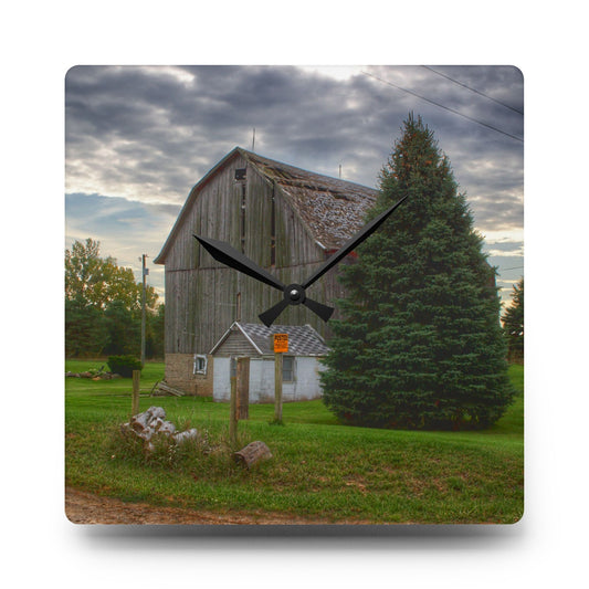 Rich Road Falling Grey II Rustic Farmhouse Acrylic Analog Wall Clock 10.75'' × 10.75'' (Square)