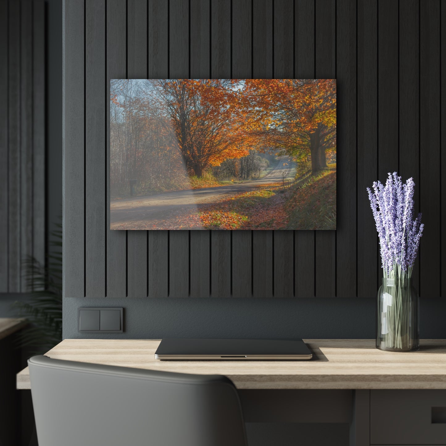 U R There Photography Fall on Oak Road Rustic Farmhouse Acrylic Wall Print