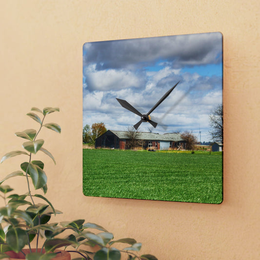 U R There Photography Rescue Road Rusted Shack Rustic Farmhouse Acrylic Analog Wall Clock