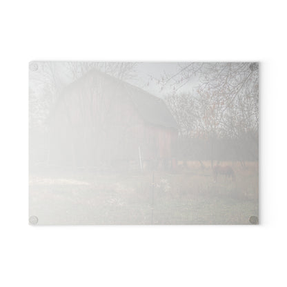 U R There Photography Blair Road Barn and Horse Rustic Farmhouse Tempered-Glass Cutting Board