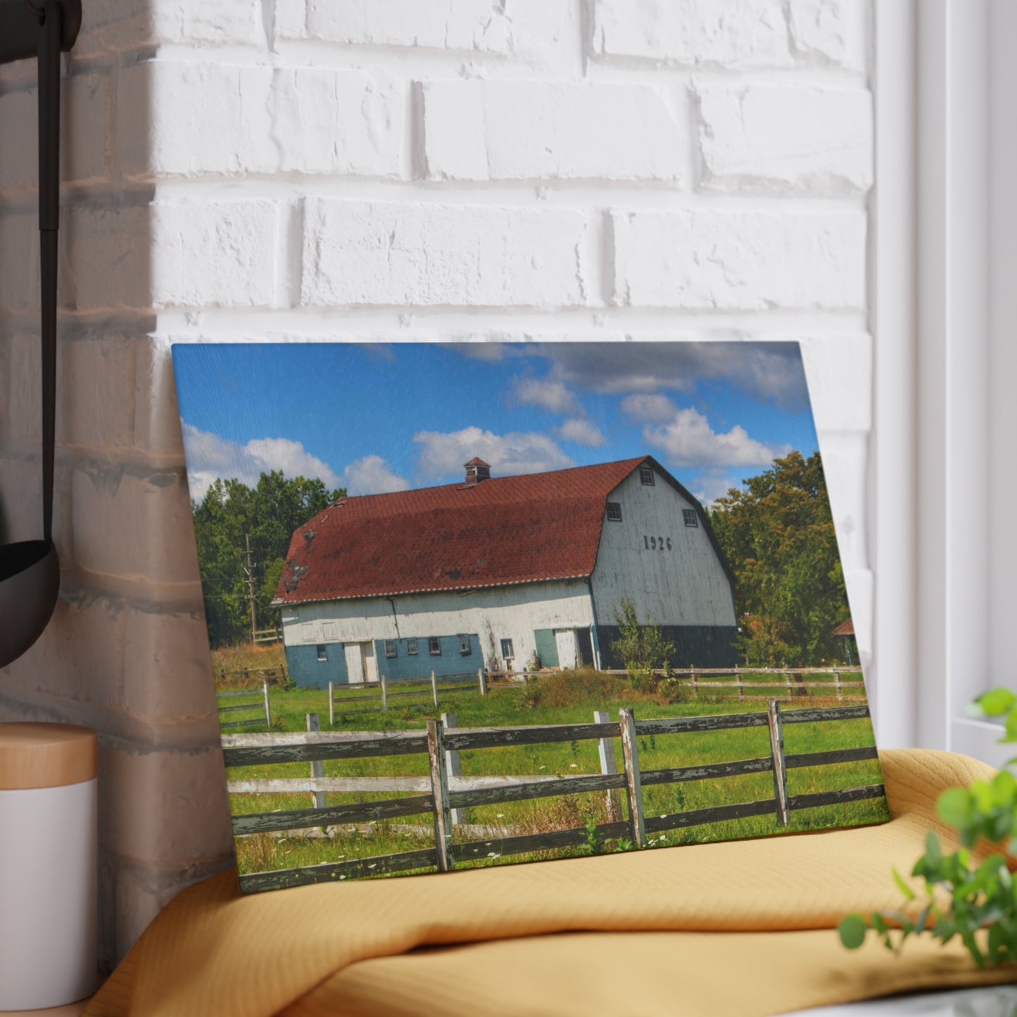 U R There Photography Beyond the Fence on Clark Road Rustic Farmhouse Tempered-Glass Cutting Board