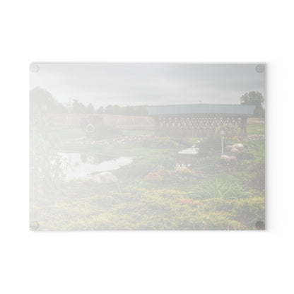 U R There Photography Bridge of Summer Road II Rustic Farmhouse Tempered-Glass Cutting Board 8"x 11"
