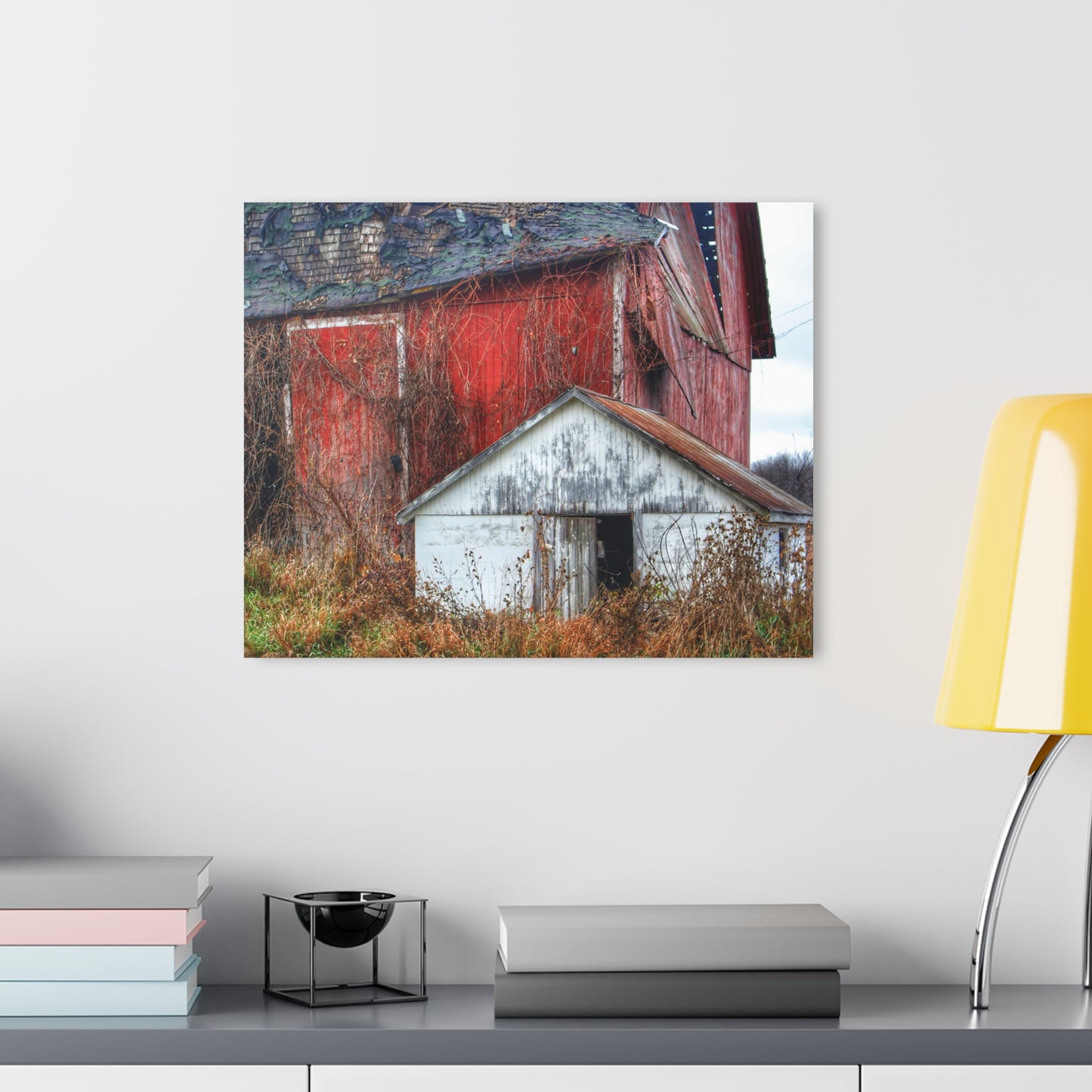 U R There Photography German Road Forgotten Red II Rustic Farmhouse Acrylic Wall Print