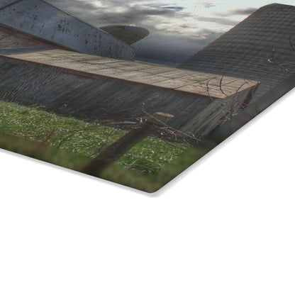 U R There Photography Sandusky Grey II Rustic Farmhouse Tempered-Glass Cutting Board
