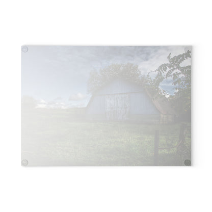 U R There Photography East Frances Quonset and Cows Rustic Farmhouse Tempered-Glass Cutting Board