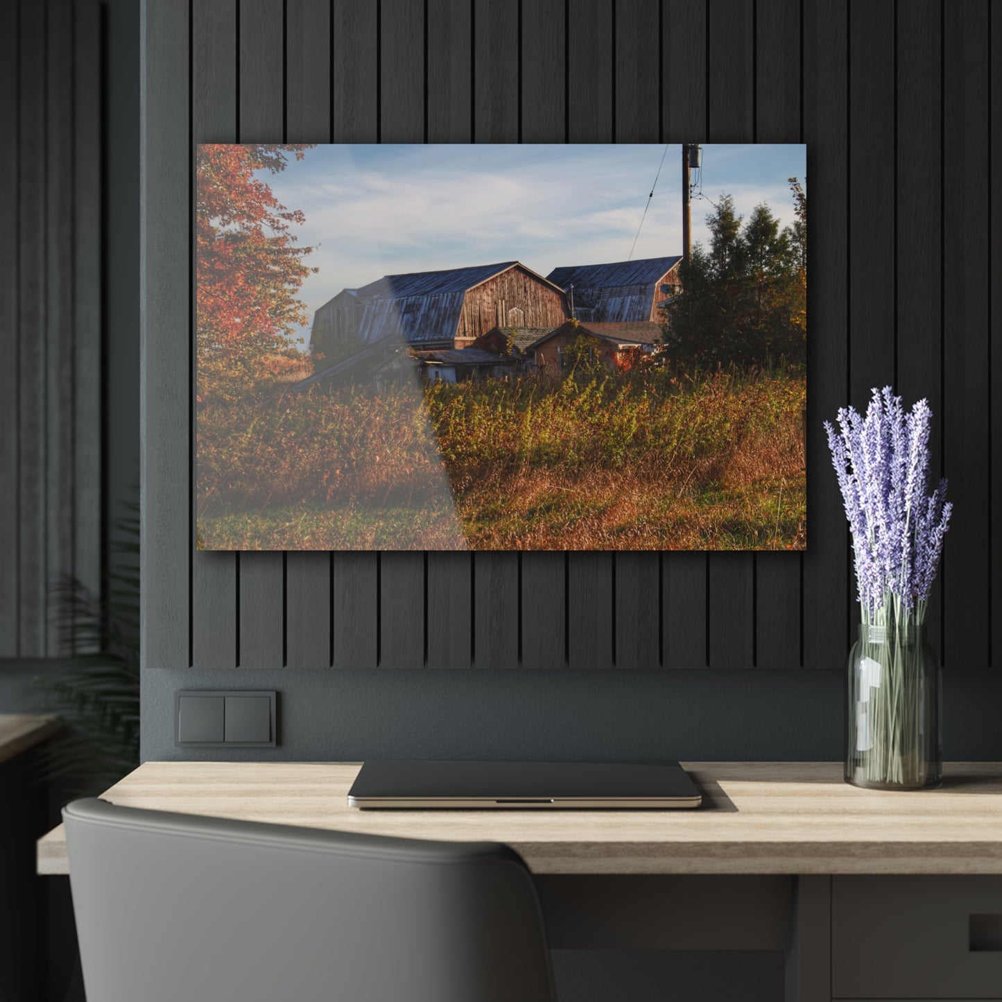 U R There Photography Montgomery Road Reds Rustic Farmhouse Acrylic Wall Print