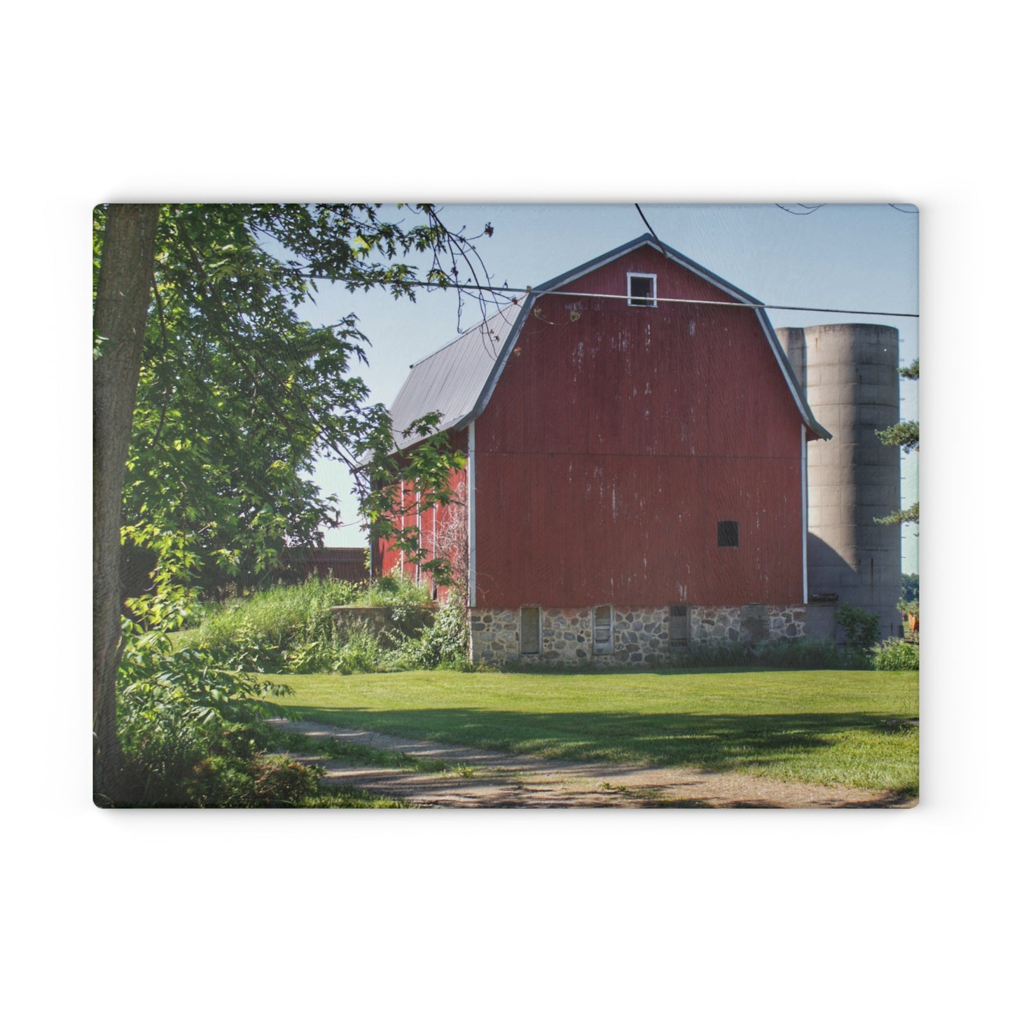 U R There Photography Mayville Road Red Rustic Farmhouse Tempered-Glass Cutting Board