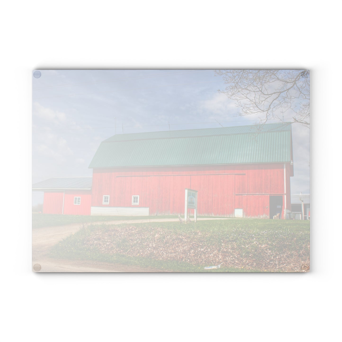 U R There Photography Coldwater Road Red II Rustic Farmhouse Tempered-Glass Cutting Board