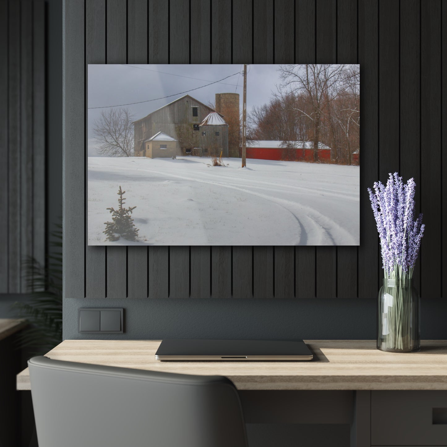 U R There Photography Hilltop Grey and Silo Rustic Farmhouse Acrylic Wall Print