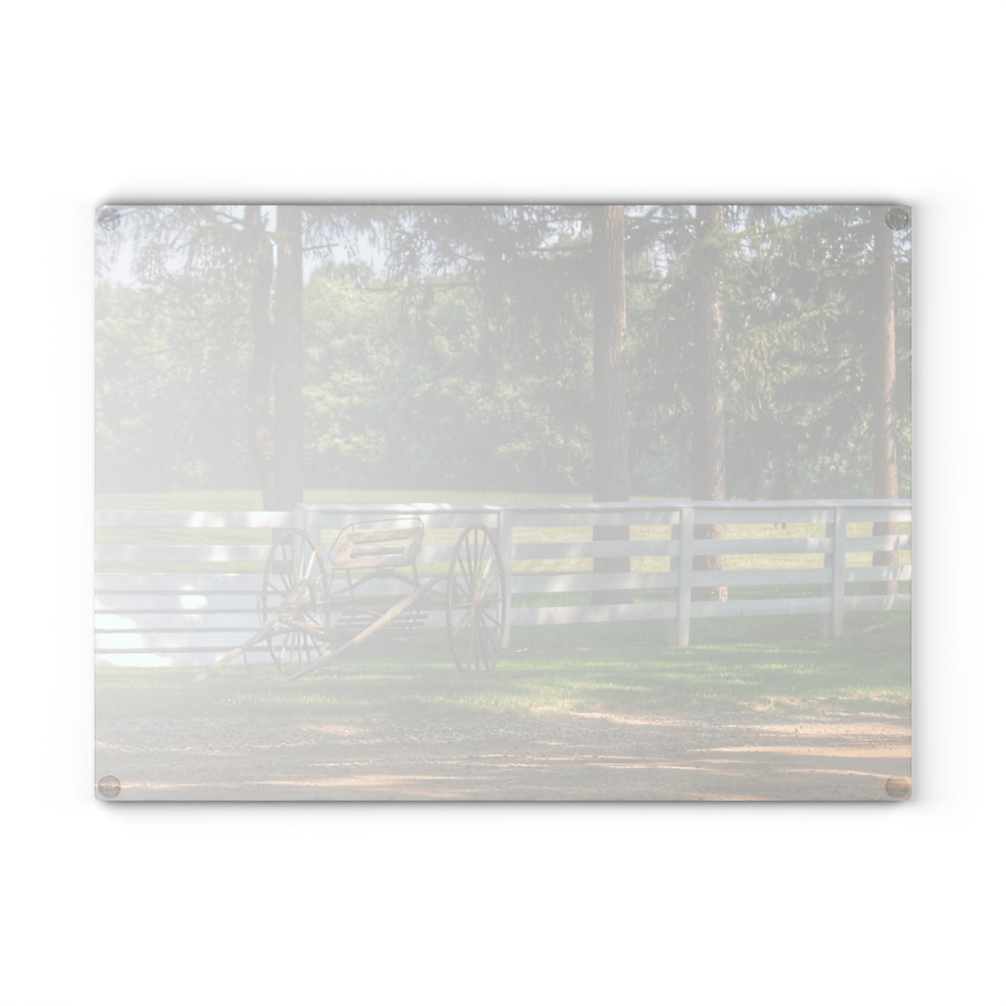 U R There Photography Thornville Buggy and Fence Rustic Farmhouse Tempered-Glass Cutting Board