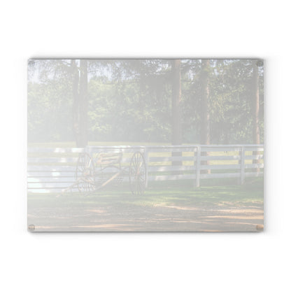 U R There Photography Thornville Buggy and Fence Rustic Farmhouse Tempered-Glass Cutting Board