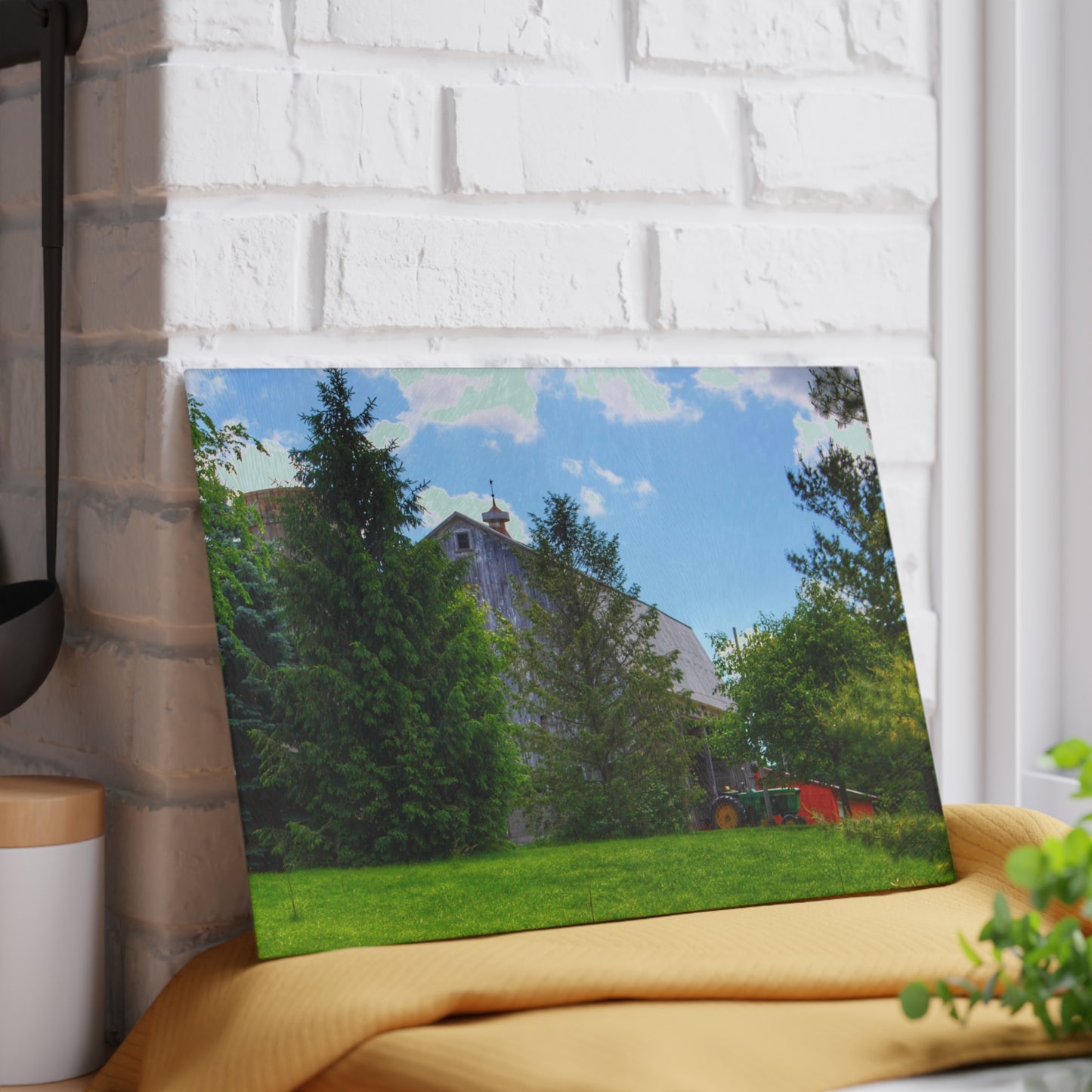 U R There Photography Bordman Road Hidden Grey Rustic Farmhouse Tempered-Glass Cutting Board