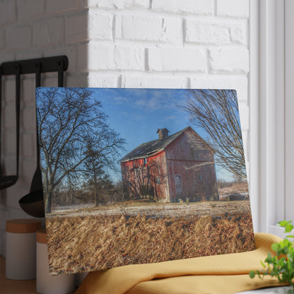 U R There Photography M-24 Barn at the Bend I Rustic Farmhouse Tempered-Glass Cutting Board