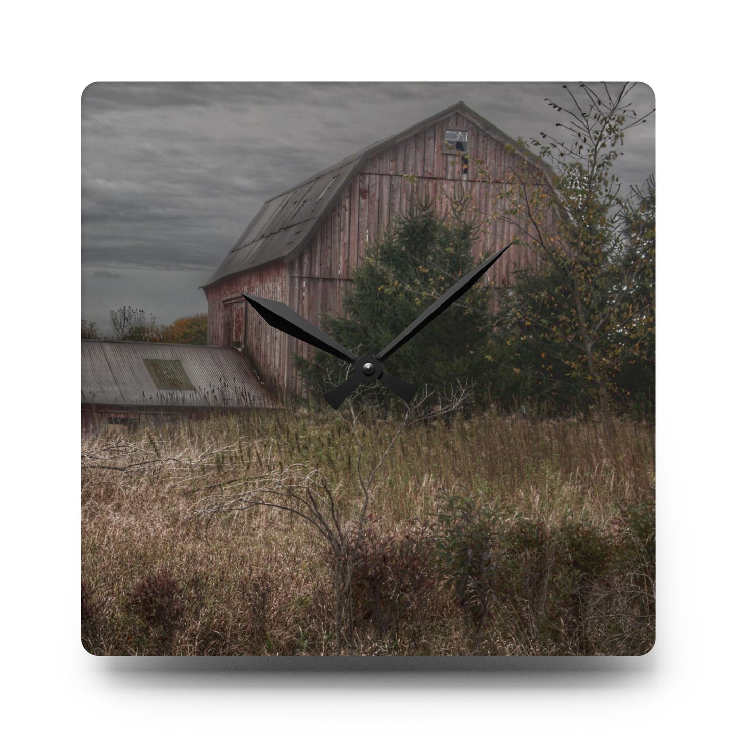 U R There Photography Treasurer Road Red Rustic Farmhouse Acrylic Analog Wall Clock