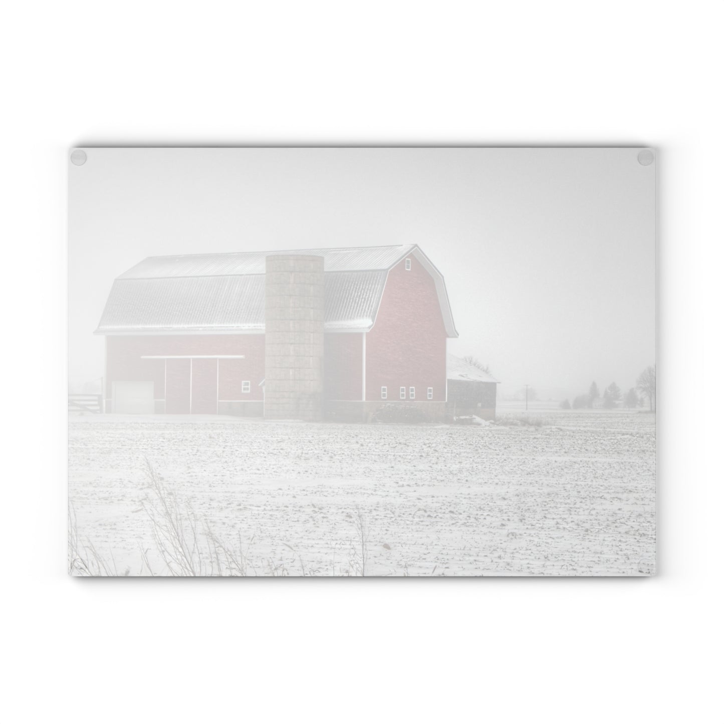 U R There Photography Winter Red Rustic Farmhouse Tempered-Glass Cutting Board