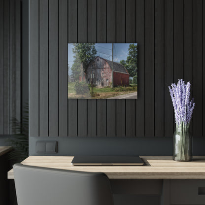 U R There Photography Roods Lake Road Red II Rustic Farmhouse Acrylic Wall Print