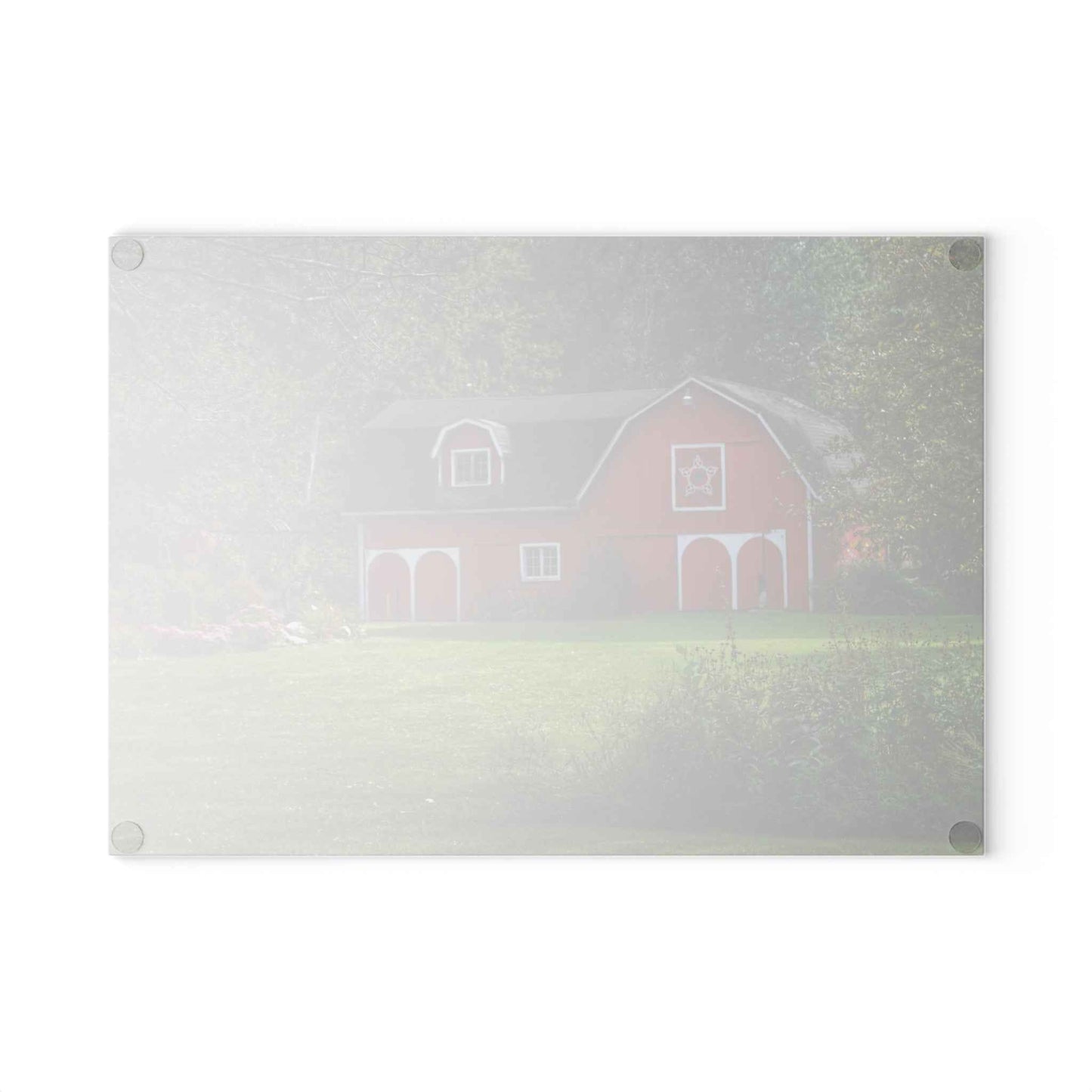 U R There Photography Charming Red Rustic Farmhouse Tempered-Glass Cutting Board