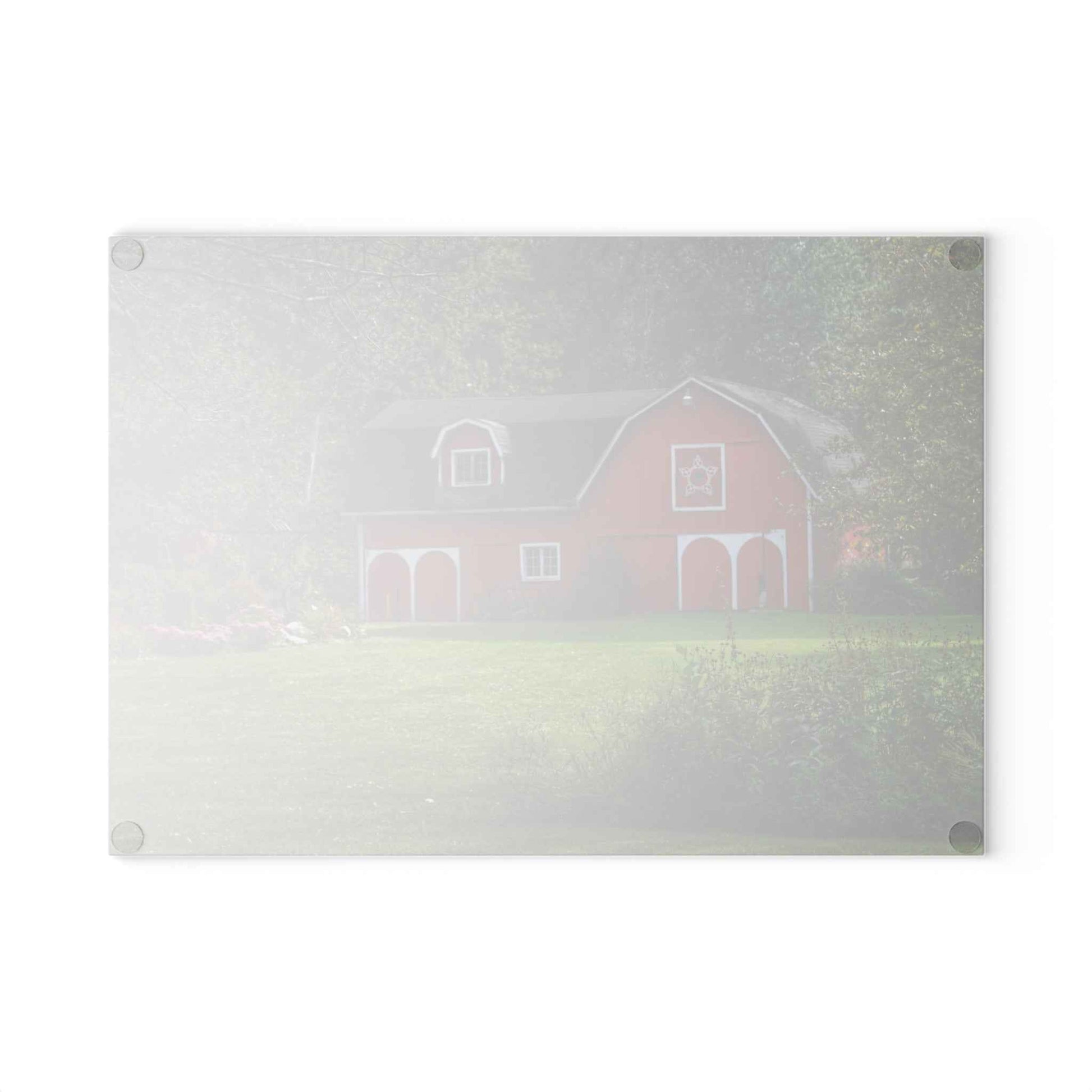 U R There Photography Charming Red Rustic Farmhouse Tempered-Glass Cutting Board
