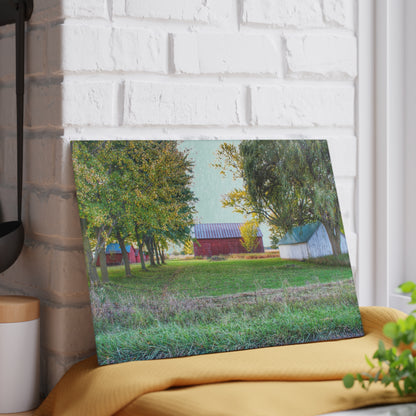 U R There Photography Wilcox Road Reds Rustic Farmhouse Tempered-Glass Cutting Board