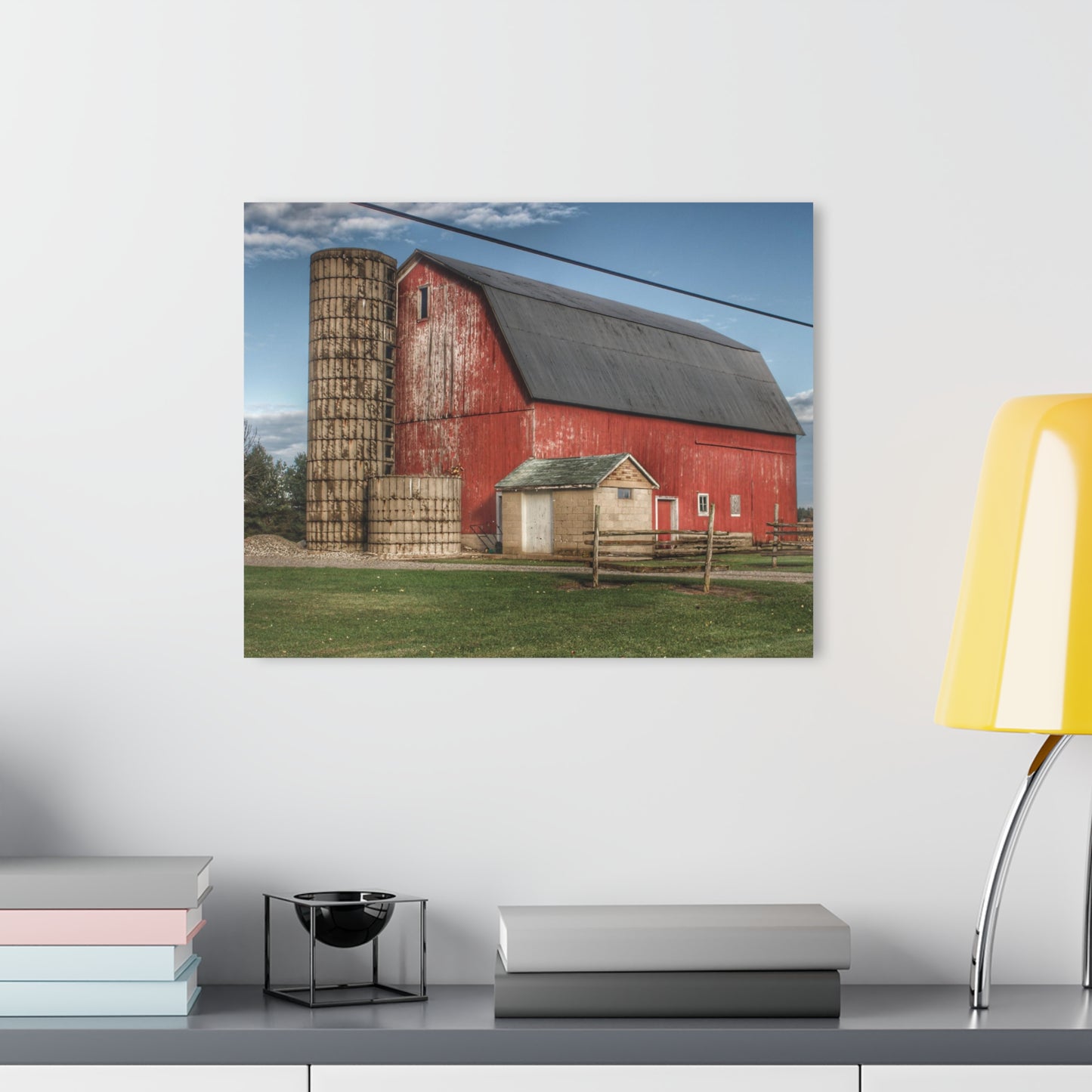 U R There Photography Brown City Lincoln Street Red Rustic Farmhouse Acrylic Wall Print