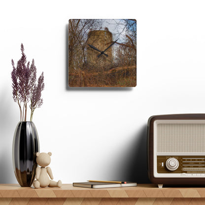 U R There Photography Hidden Silo of Fostoria Rustic Farmhouse Acrylic Analog Wall Clock