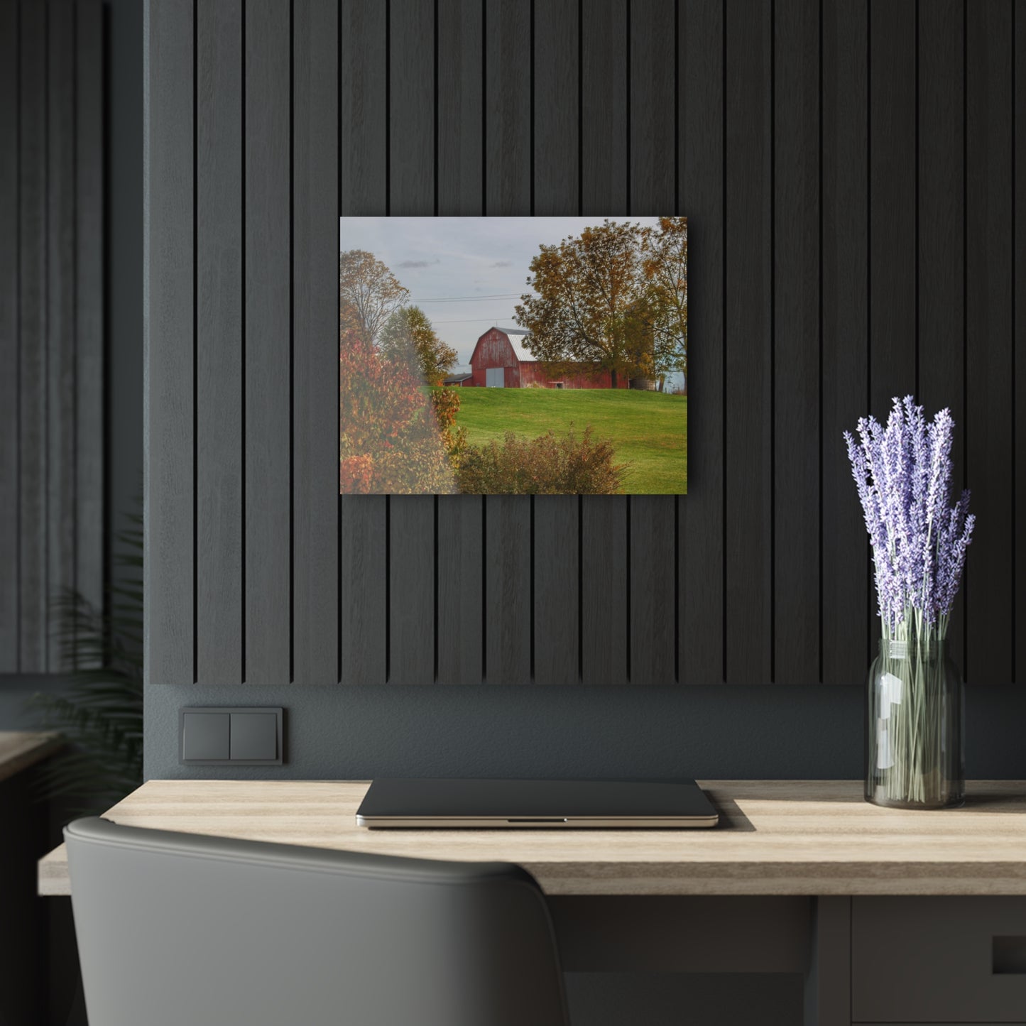 U R There Photography Lyons Road Red Rustic Farmhouse Acrylic Wall Print