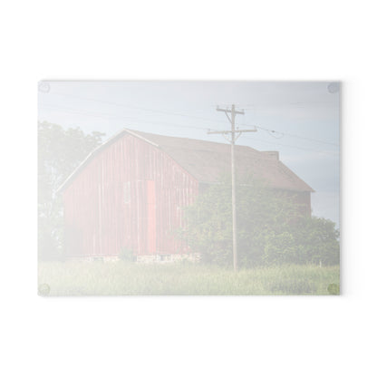 U R There Photography Armstrong Road Red I Rustic Farmhouse Tempered-Glass Cutting Board