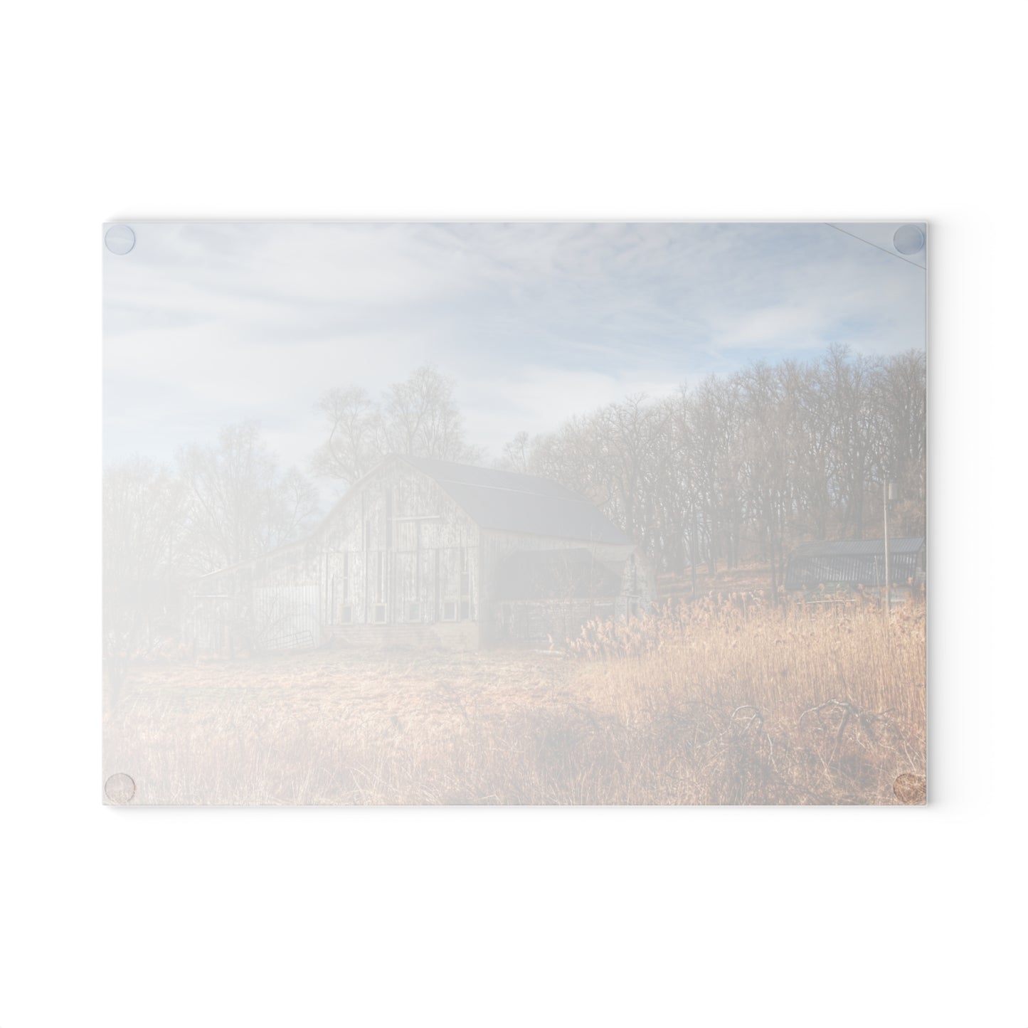 U R There Photography Newark Road White I Rustic Farmhouse Tempered-Glass Cutting Board