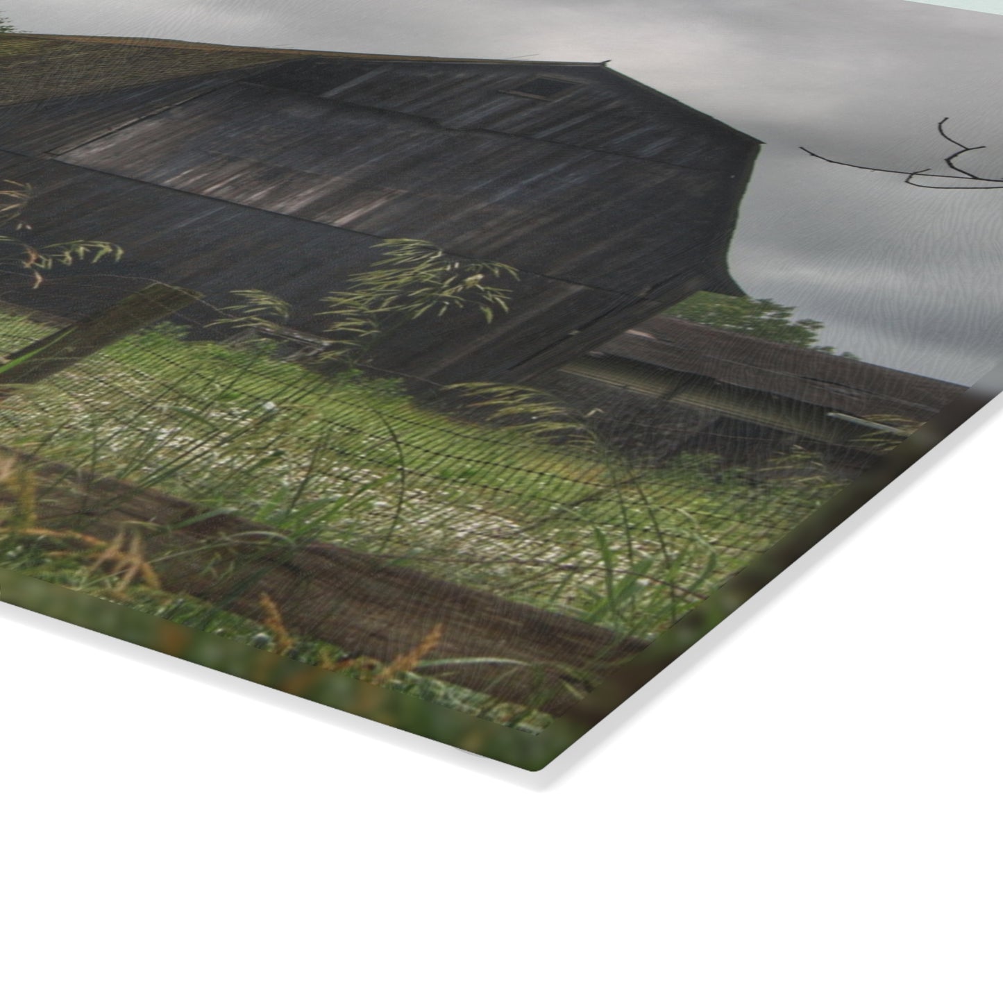 U R There Photography Greys of Summer Road Rustic Farmhouse Tempered-Glass Cutting Board