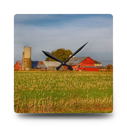 Maple Valley Farm Rustic Farmhouse Acrylic Analog Wall Clock 10.75'' × 10.75'' (Square)