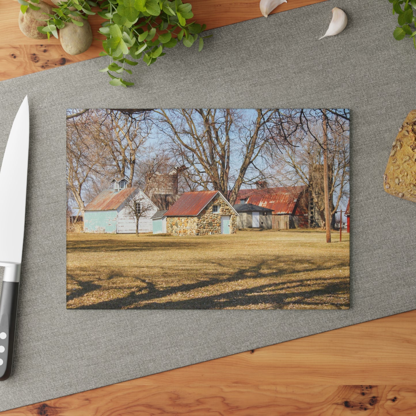 U R There Photography Wolcott Road Farm Rustic Farmhouse Tempered-Glass Cutting Board