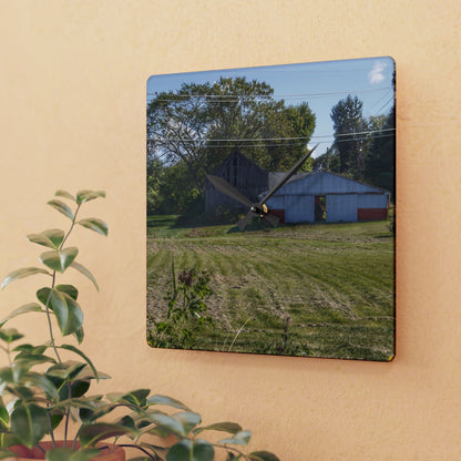 U R There Photography Havens Road Grey Rustic Farmhouse Acrylic Analog Wall Clock