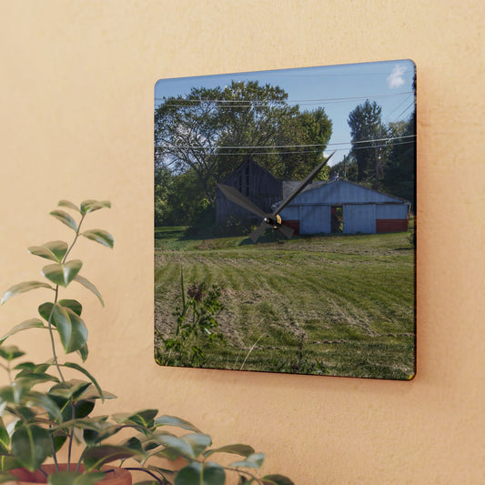 U R There Photography Havens Road Grey Rustic Farmhouse Acrylic Analog Wall Clock