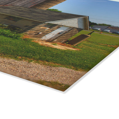 U R There Photography Marlette Red V Rustic Farmhouse Tempered-Glass Cutting Board