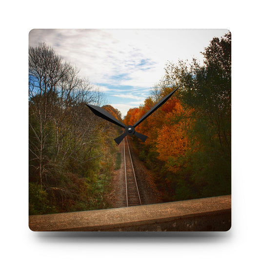 U R There Photography Above the Tracks in Vassar Rustic Farmhouse Acrylic Analog Wall Clock 10.75'' × 10.75'' (Square)