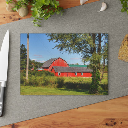 U R There Photography Lake Pleasant Reds II Rustic Farmhouse Tempered-Glass Cutting Board