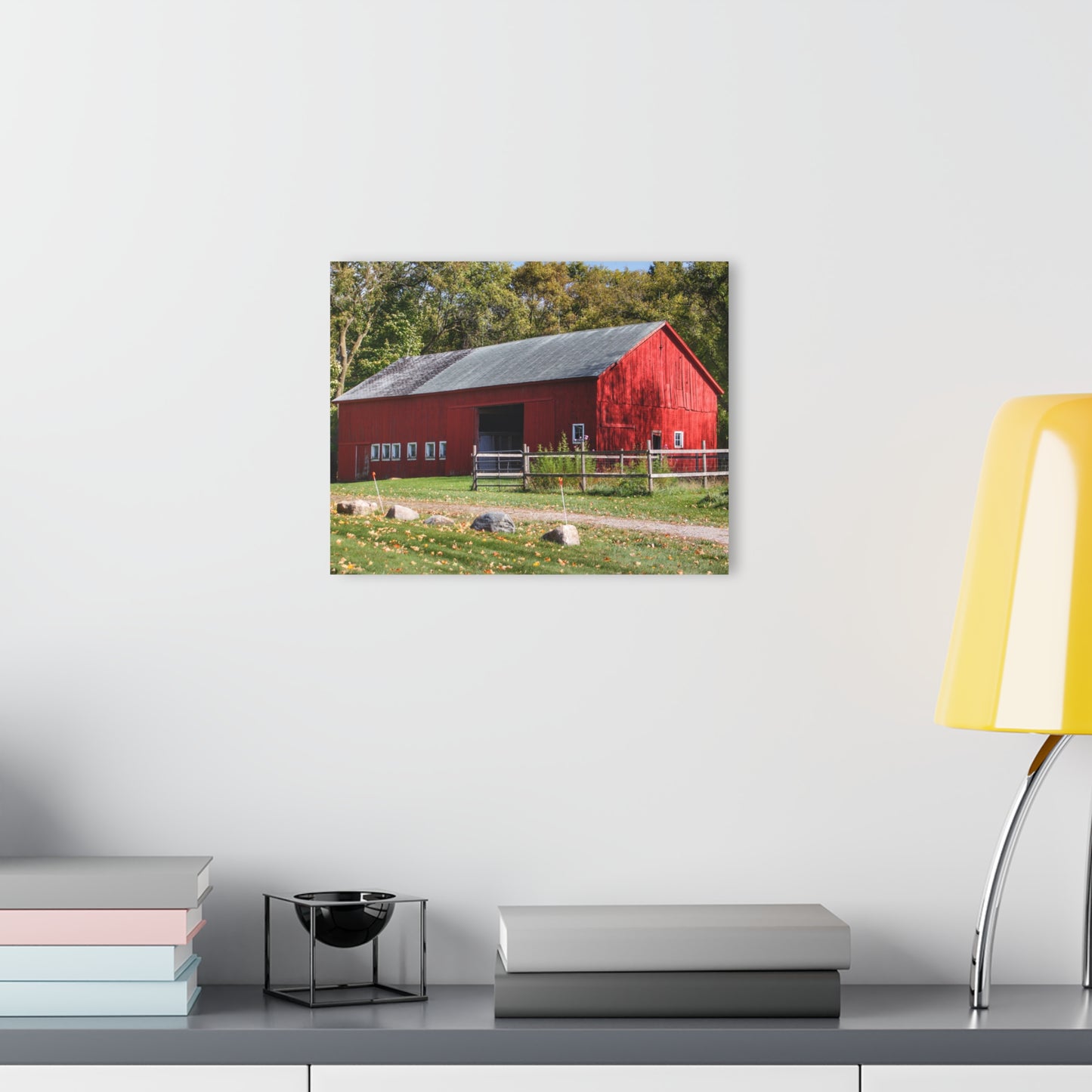 U R There Photography Hough Road Red II Rustic Farmhouse Acrylic Wall Print