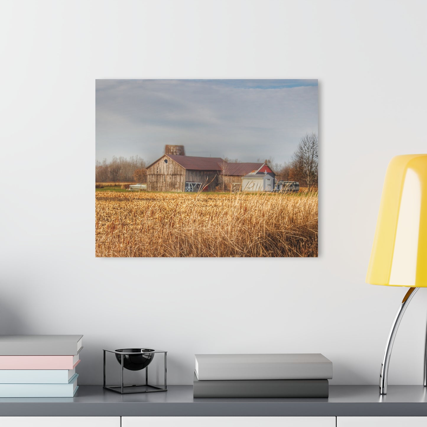 U R There Photography North Center Road Grey Rustic Farmhouse Acrylic Wall Print