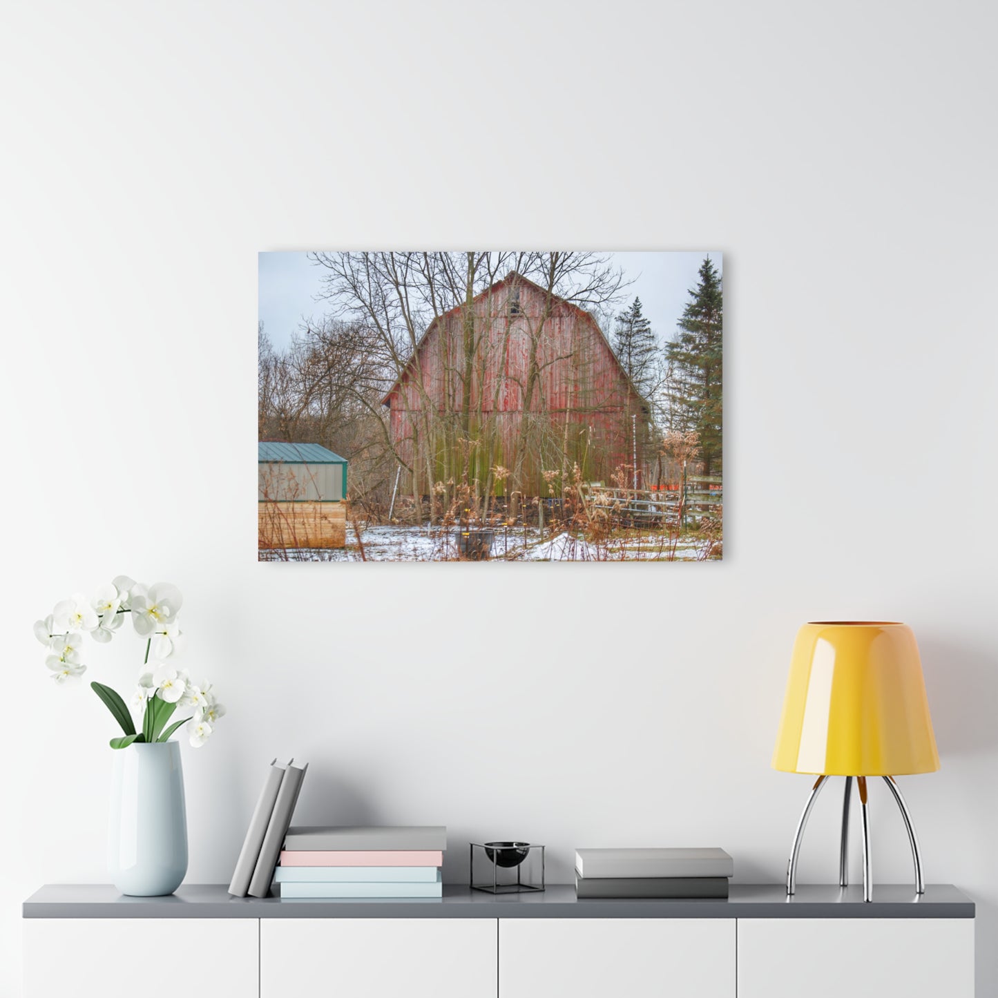 U R There Photography LeValley Road Red Rustic Farmhouse Acrylic Wall Print