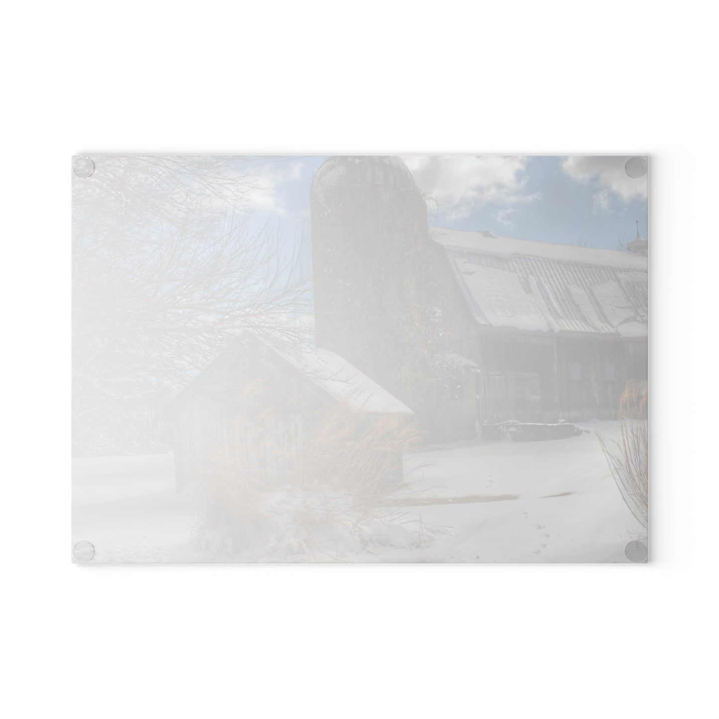 U R There Photography Ludwig Road Greys in Winter Rustic Farmhouse Tempered-Glass Cutting Board