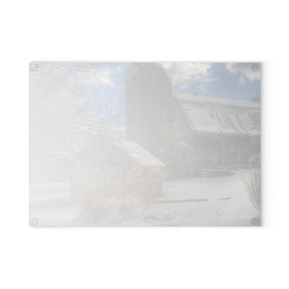 U R There Photography Ludwig Road Greys in Winter Rustic Farmhouse Tempered-Glass Cutting Board