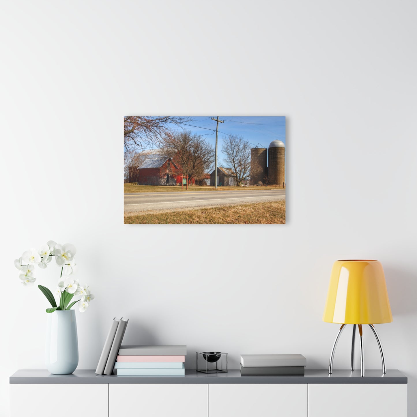 U R There Photography Otter Lake Centennial Reds Rustic Farmhouse Acrylic Wall Print