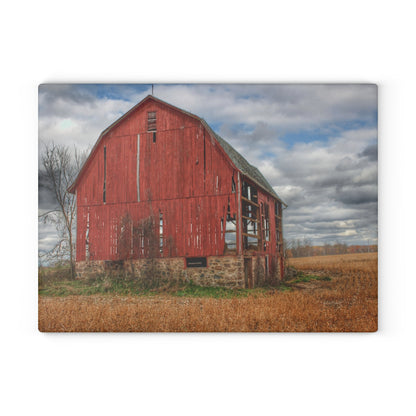 U R There Photography Laur Road Forgotten Red I Rustic Farmhouse Tempered-Glass Cutting Board