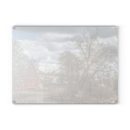 U R There Photography Hadley Road Hidden Red Rustic Farmhouse Tempered-Glass Cutting Board