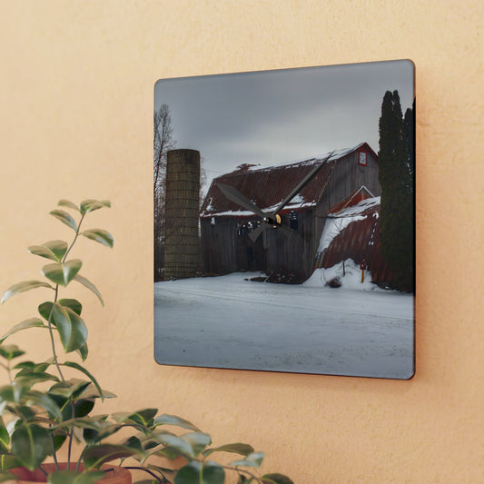 U R There Photography Unionville Grey Rustic Farmhouse Acrylic Analog Wall Clock